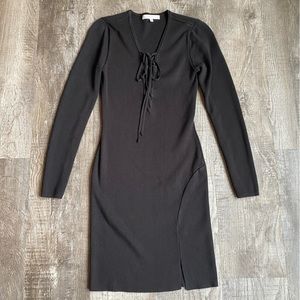 Wayf Black Sweater Mini Dress Size S Lace up Front